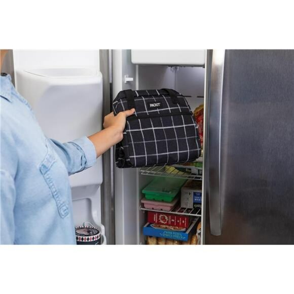 Freezable Insulated Lunch Bag with Shoulder Strap Reusable Cooler Tote Black - Picture 2 of 7